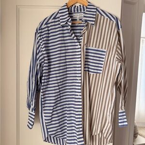 Apiece Apart Blue and Brown Striped Casual Shirt